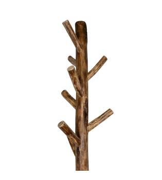 Coat rack with 8 hooks teak wood 30x30x200cm - Natural