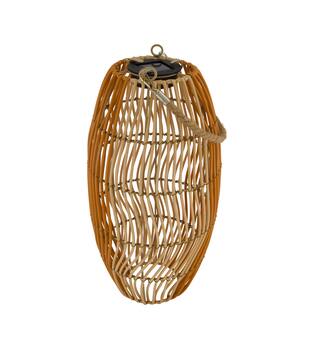 Lantern solar wicker pp 19x19x38cm - Brown