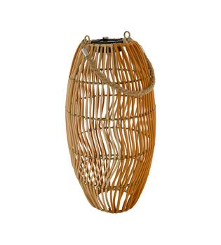 Lantern solar wicker pp 19x19x38cm - Brown