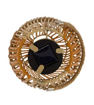 Lantern solar wicker pp 19x19x38cm - Brown