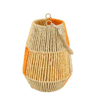 Lantern paper rope with glass 18x18x24cm - Orange