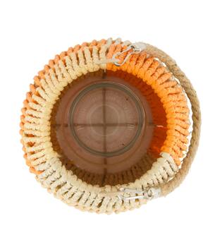 Lantern paper rope with glass 18x18x24cm - Orange