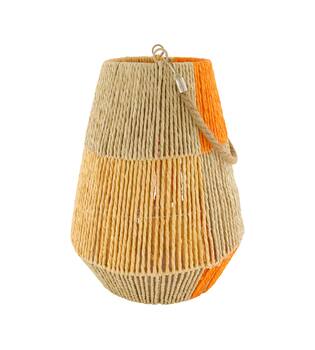 Lantern paper rope with glass 28x28x36cm - Orange