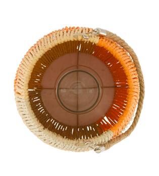 Lantern paper rope with glass 28x28x36cm - Orange