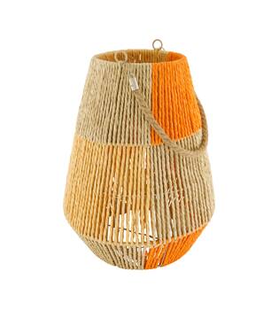 Lantern paper rope with glass 28x28x36cm - Orange