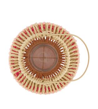 Lantern paper rope with glass 17.5x17.5x26cm