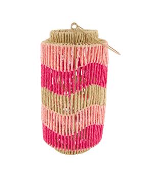 Lantern paper rope with glass 18.5x18.5x35cm