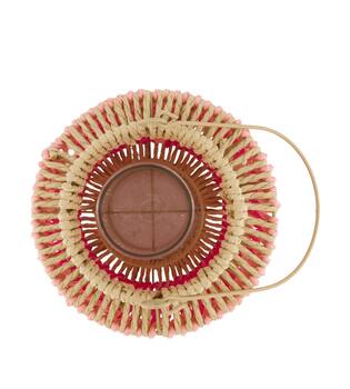 Lantern paper rope with glass 18.5x18.5x35cm