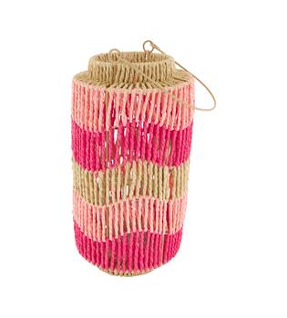 Lantern paper rope with glass 18.5x18.5x35cm