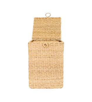 Basket square with lid seagrass 38x38x54cm  - Natural