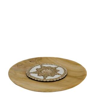 Wall art round teak wood 38x38x3cm - Natural