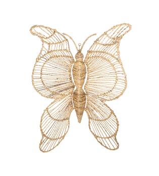 Wall art butterfly banana leaf 65x19x101cm - Natural
