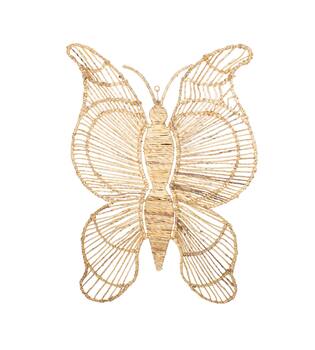 Wall art butterfly banana leaf 65x19x101cm - Natural