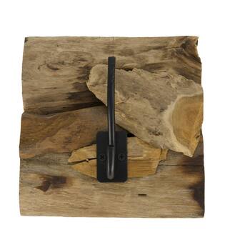 Coat rack teak wood with 1 hook 18x18x8cm