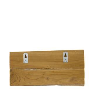 Coat rack teak wood with 2 hooks 38x18x8cm - Natural