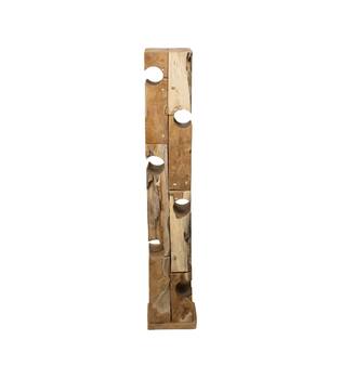 Winebottle holder teak wood on feet 21x21x118cm - Natural