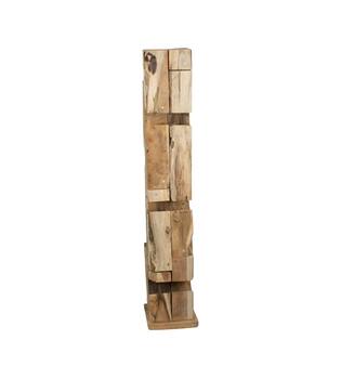Winebottle holder teak wood on feet 21x21x118cm - Natural