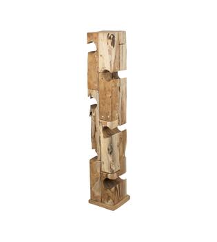 Winebottle holder teak wood on feet 21x21x118cm