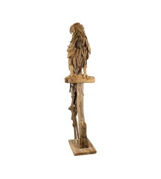 Statue parrot erosion wood on stand 55x68x230cm