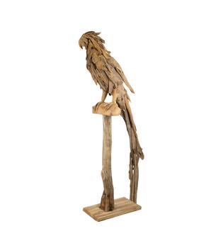 Statue parrot erosion wood on stand 55x68x230cm