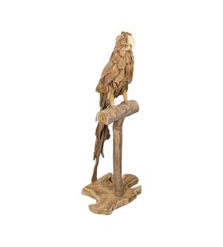 Statue parrot erosion wood on stand 53x38x120cm - Natural
