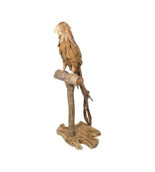 Statue parrot erosion wood on stand 53x38x120cm - Natural