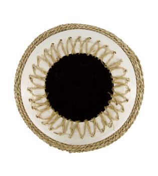 Vase woven grass and cotton terracotta 28x28x45cm - White