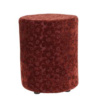 Pouf round flower print polyester 38x38x48cm - Red
