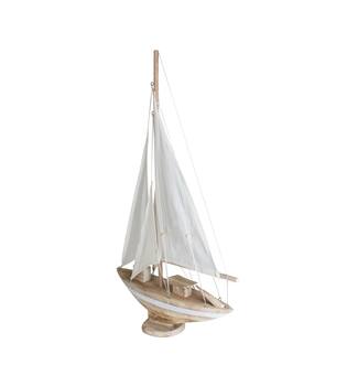 Boat albizia wood on feet 48x12x78cm - Natural