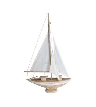 Boat albizia wood on feet 48x12x78cm - Natural