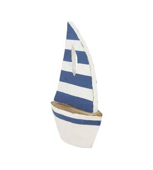 Boat albizia wood 13x5x19cm - Blue