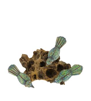 Bird on root 23x15x14cm - Green
