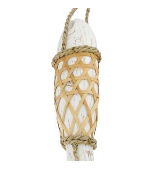 Fish albizia wood with hanger 38x12x8cm - White