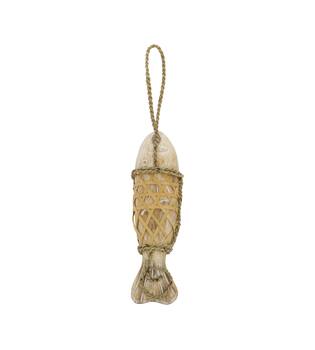 Fish albizia wood with hanger 38x12x8cm - Natural