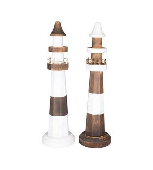 Statue lighthouse albizia wood 16x16x58cm  - Natural