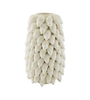 Vase ceramic with shells 19x19x32cm - White