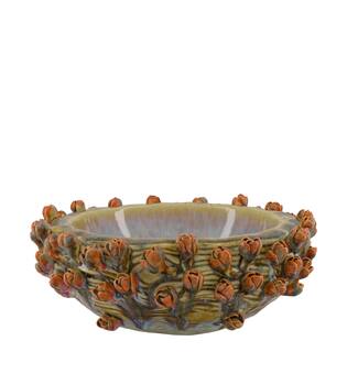 Bowl with tulips ceramic 34x34x13cm - Multi