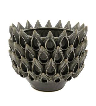 Planter ceramic 28x28x24cm - Grey