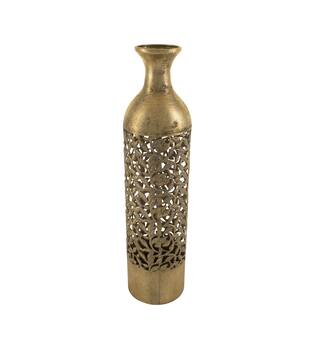 Bottle round metal 13.5x13.5x55.5cm - Gold