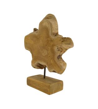 Statue organic teak wood on stand 35x15x45cm - Natural