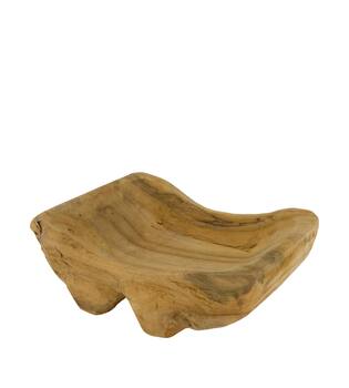 Bowl teak wood on feet 30x20x8cm - Natural
