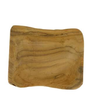 Bowl teak wood on feet 30x20x8cm