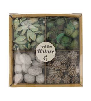Exotic mix potpourri bakuli tray nature 18.5x18.5x4cm - Green