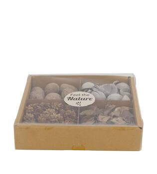 Exotic mix potpourri cotton pod tray nature 18.5x18.5x4cm