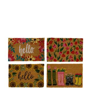 Mixed doormat coco flowers on pallet 58x38x1.5cm - Multi
