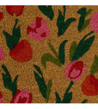 Mixed doormat coco flowers on pallet 58x38x1.5cm - Multi