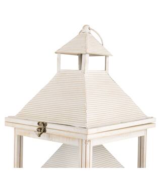 Lantern fir wood with metal with glass 25.5x25.5x67.5cm S/2