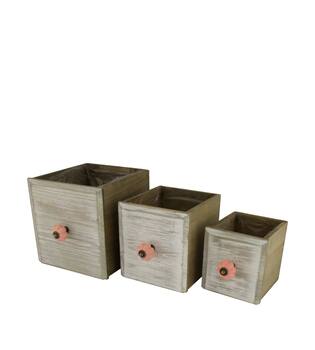 Planter plywood with plastic 18x18x18cm S/3