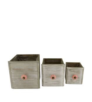 Planter plywood with plastic 18x18x18cm S/3