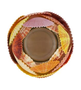 Tealight holder glass with shells 13x13x12.5cm